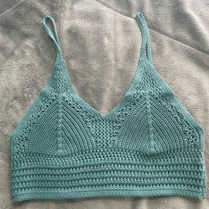 Aqua/Teal Knit Crop Cami Top